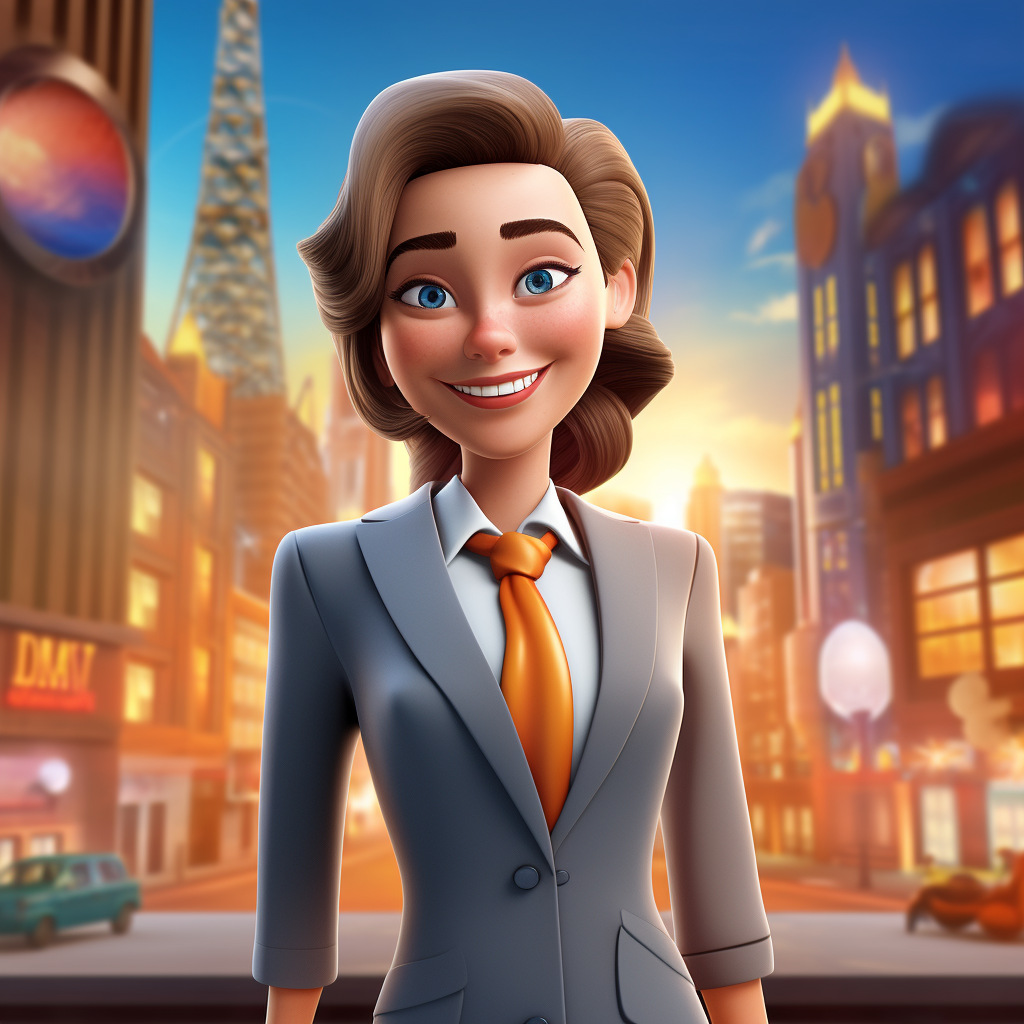 Happy woman in Disney cartoon suit