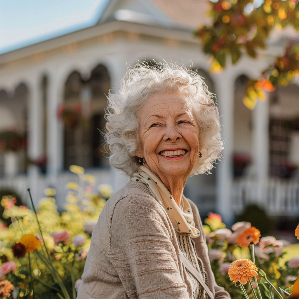 Happy Woman in Garden