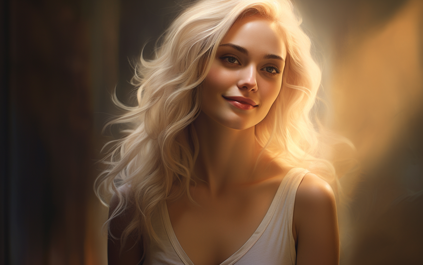 Happy woman with light hair