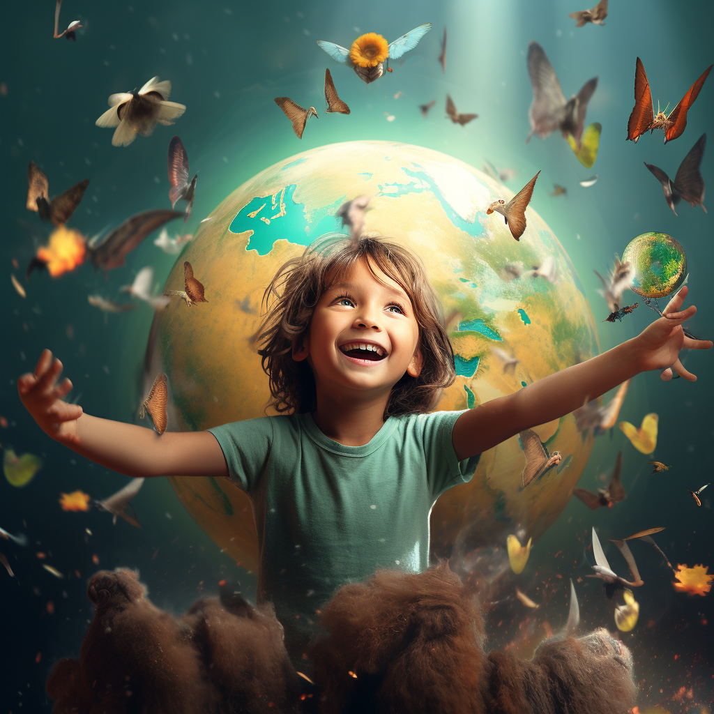 Vibrant photo manipulation showcasing a happy world