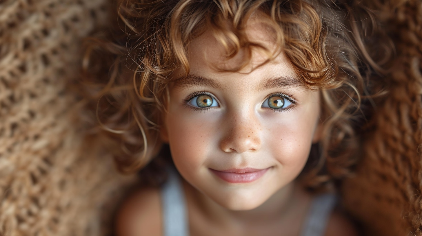 Smiling boy with green and brown eyes