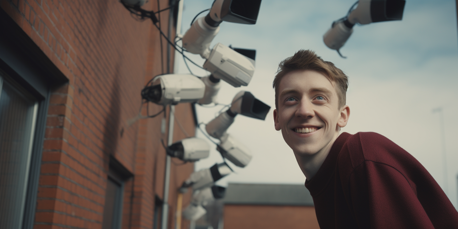 Young guy being watched by CCTV