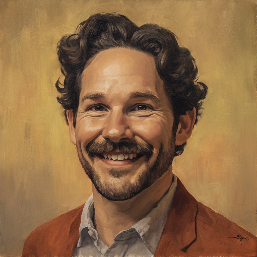 Smiling Paul Rudd with Mustache