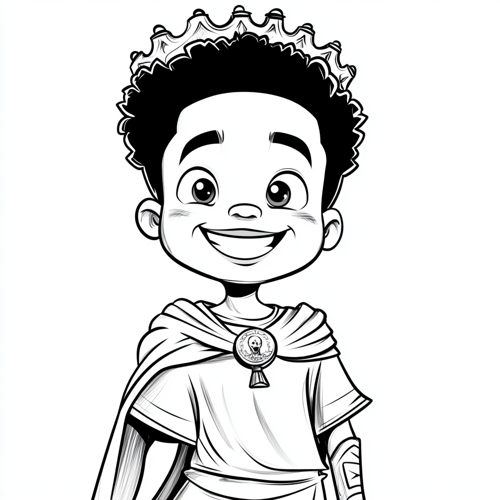 Smiling boy in African king costume