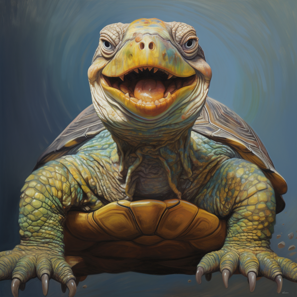 Joyful turtle with a smile