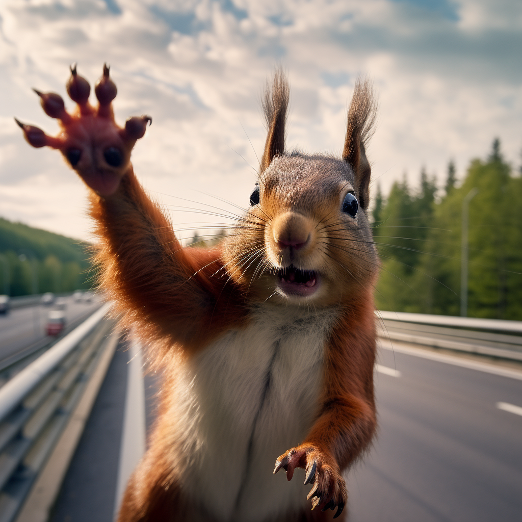 Happy squirrel giving a high-five