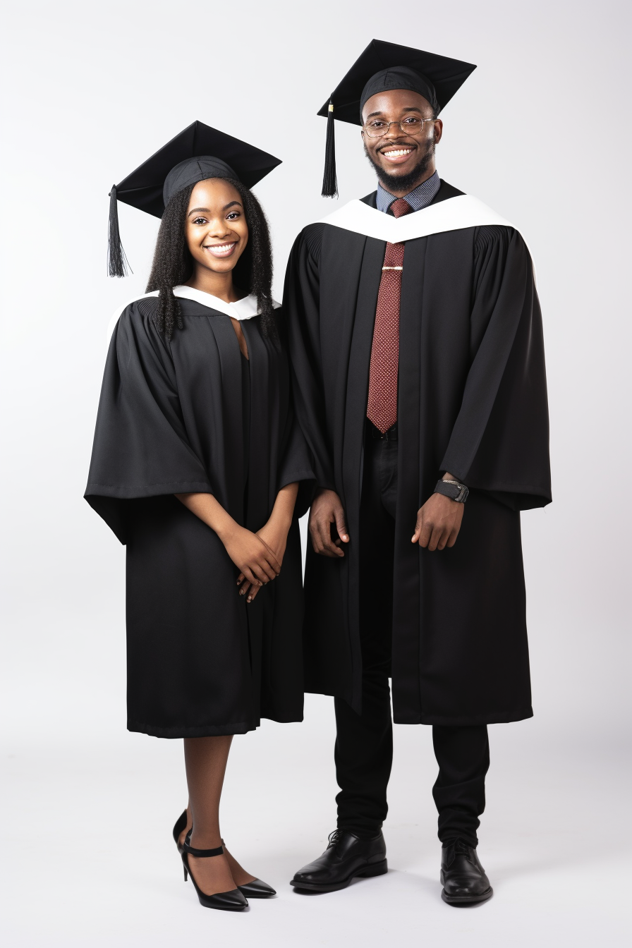 Two happy university graduates posing for a photo