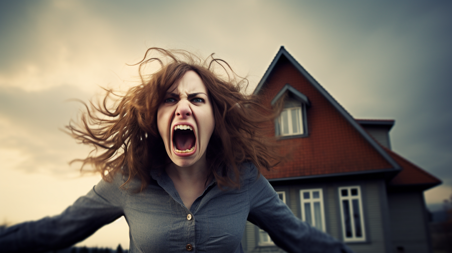 Happy woman checking out neighboring house