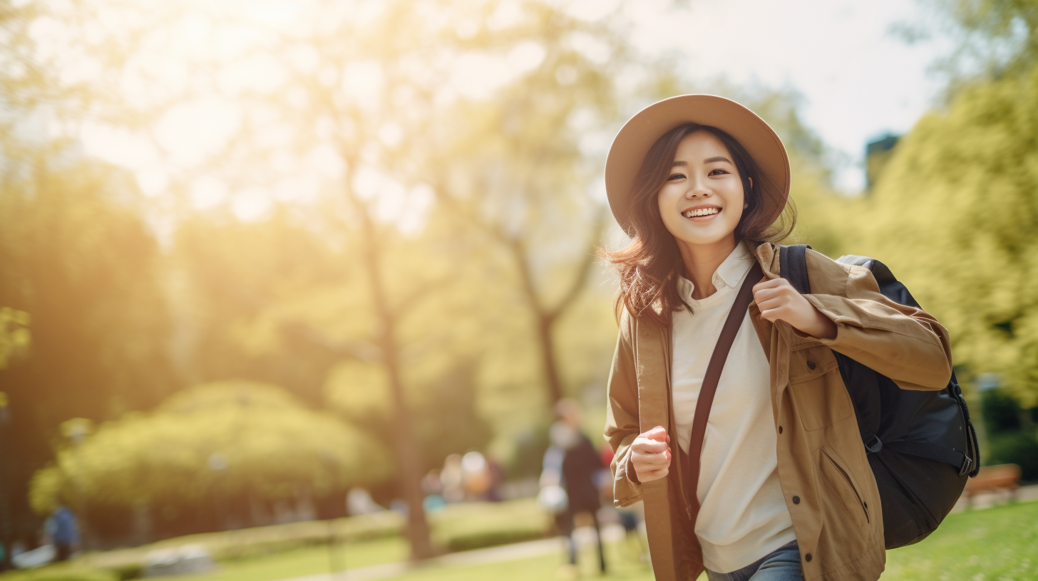 Woman enjoying a walk in the park