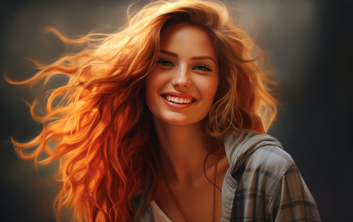 Realistic Photo of a Happy Young Woman