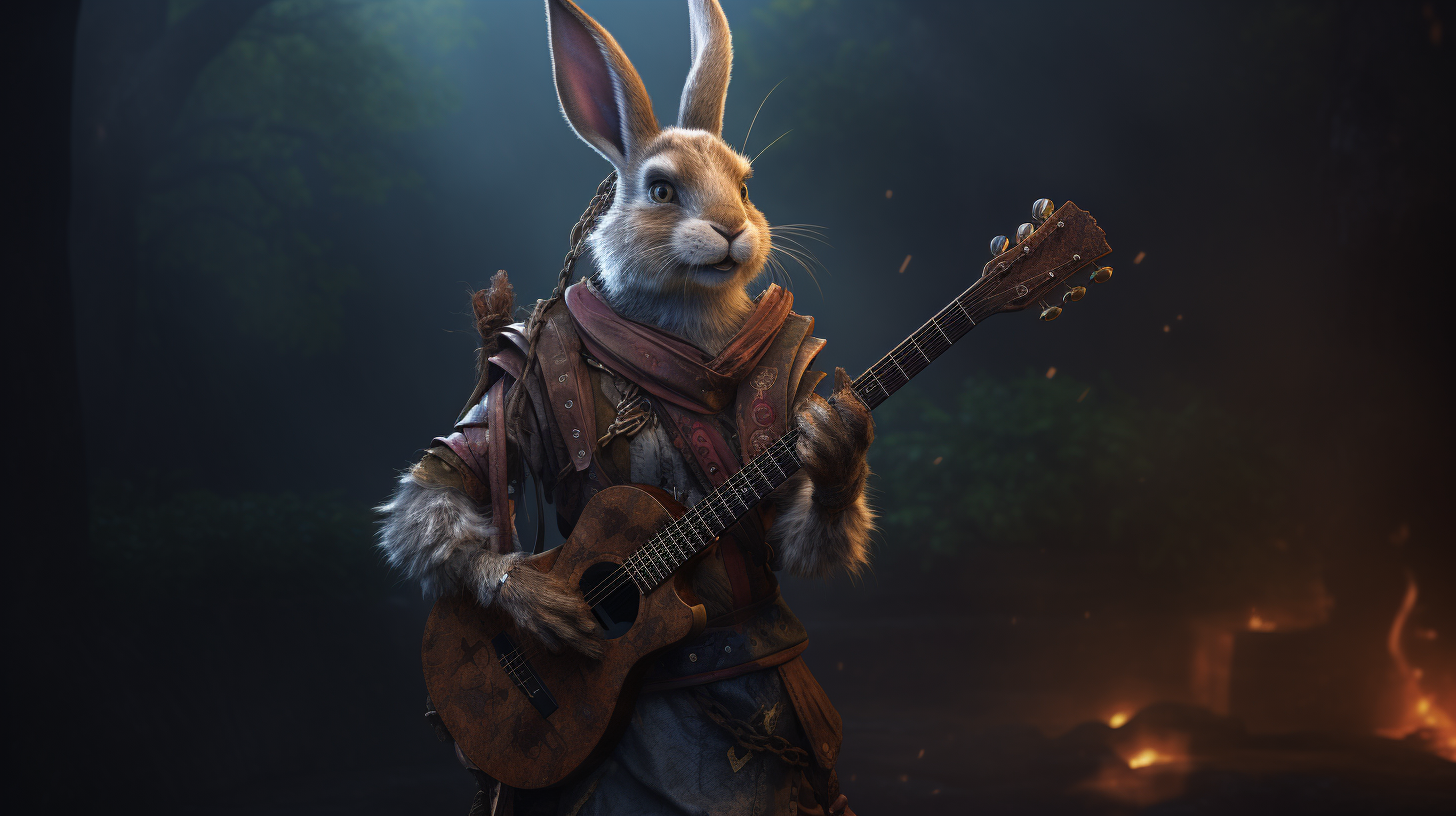 Hare-Human Bard in Fantasy Cinematic Lighting