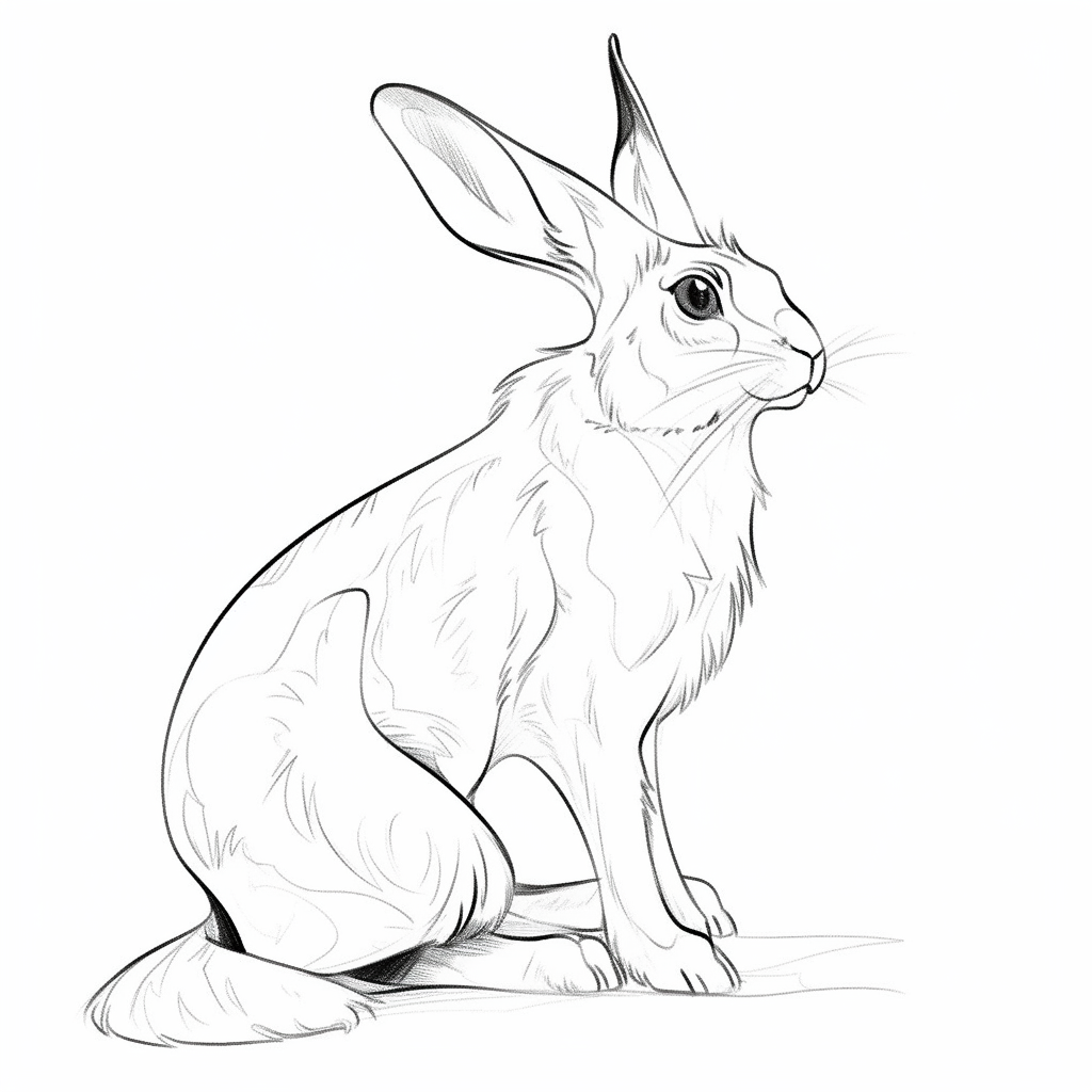 Hare sketch line art realistic