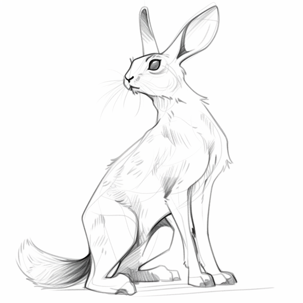 Hare sketch drawing