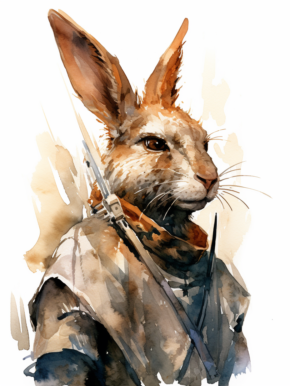 Closeup of Harengon Rabbitfolk Barbarian with Beige Fur