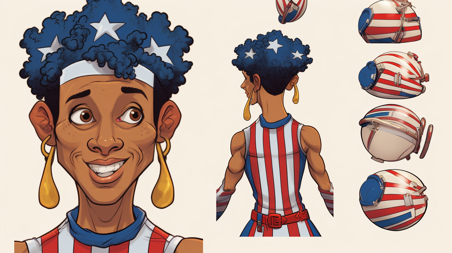 Harlem Globetrotter Character with Diverse Face Angles