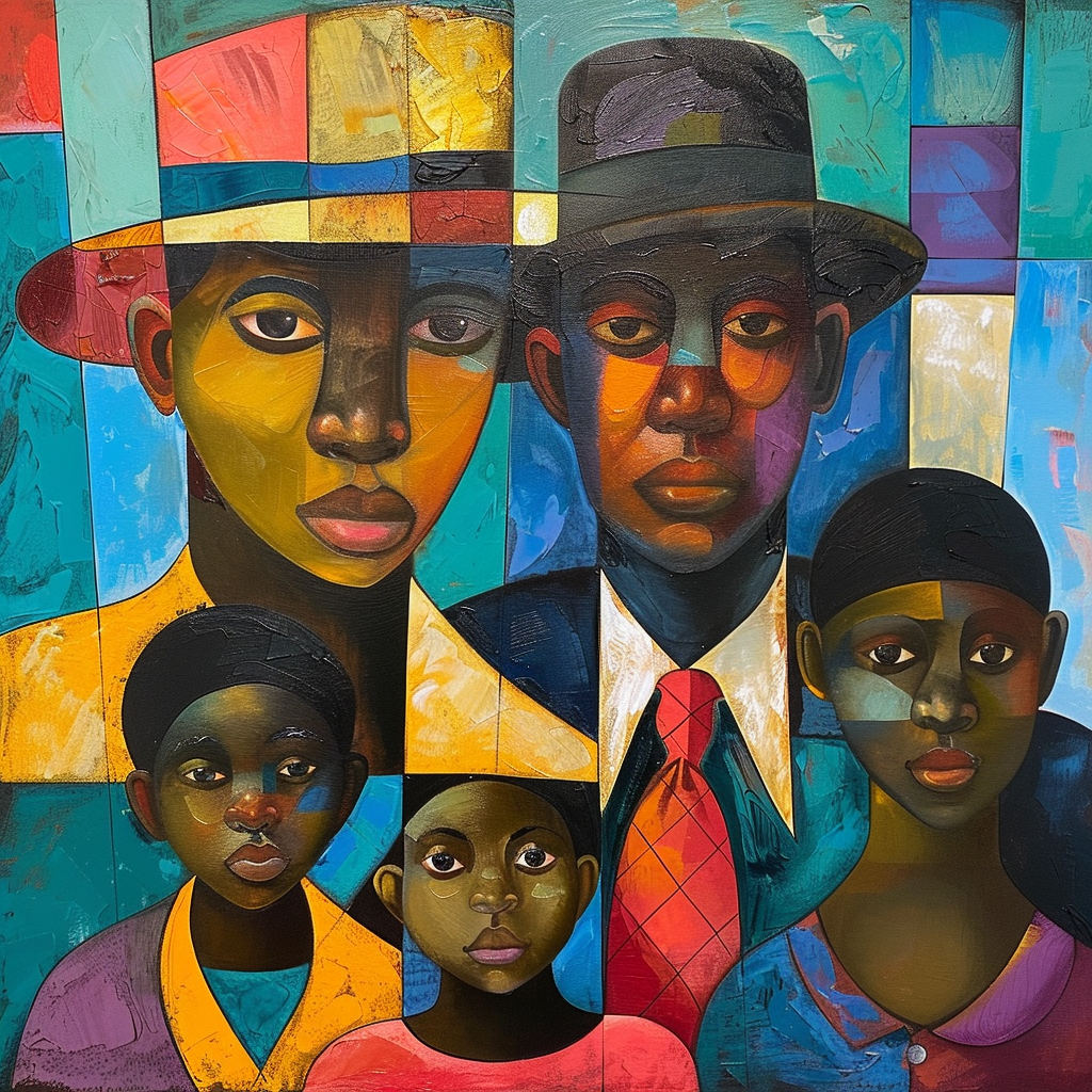 Black family painting solid colors