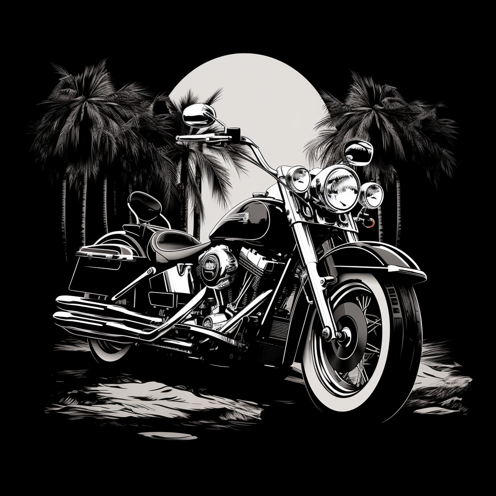 Black and white Harley Davidson motorcycle art