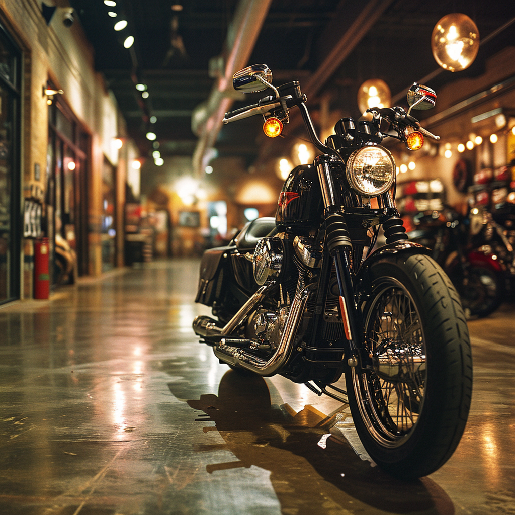 Inside Harley Davidson Store Movie Shot