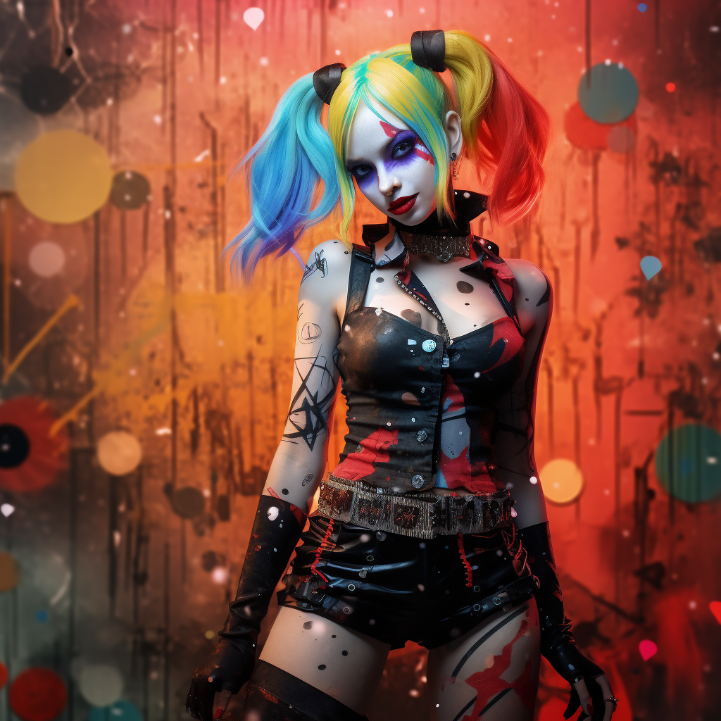 Vibrant anime-style portrayal of Harley Quinn and Lady Gaga