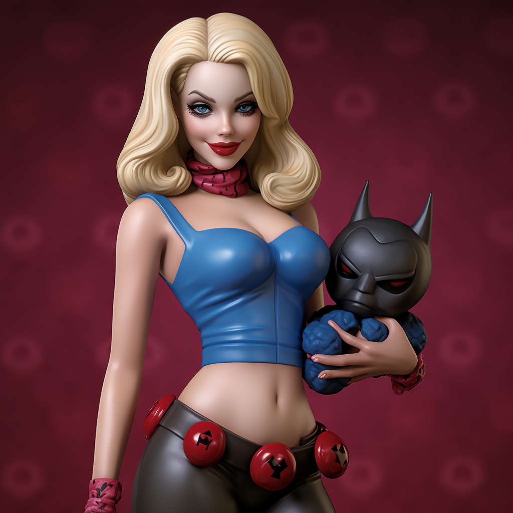 Harley Quinn Margot Robbie with Batman Costume Toy