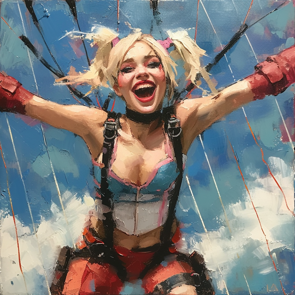 Close-Up of Harley Quinn Parachute Jump