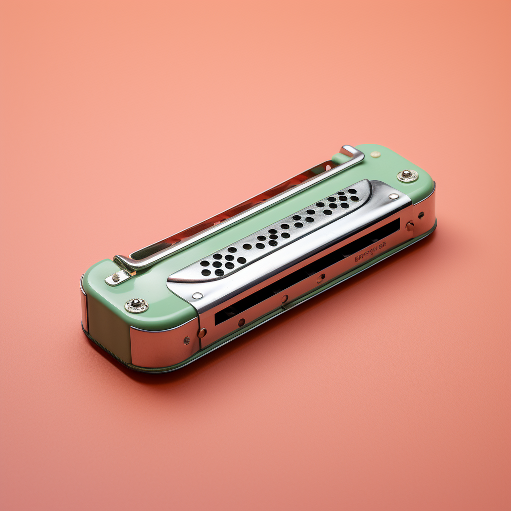 Harmonica on Muted Color Background