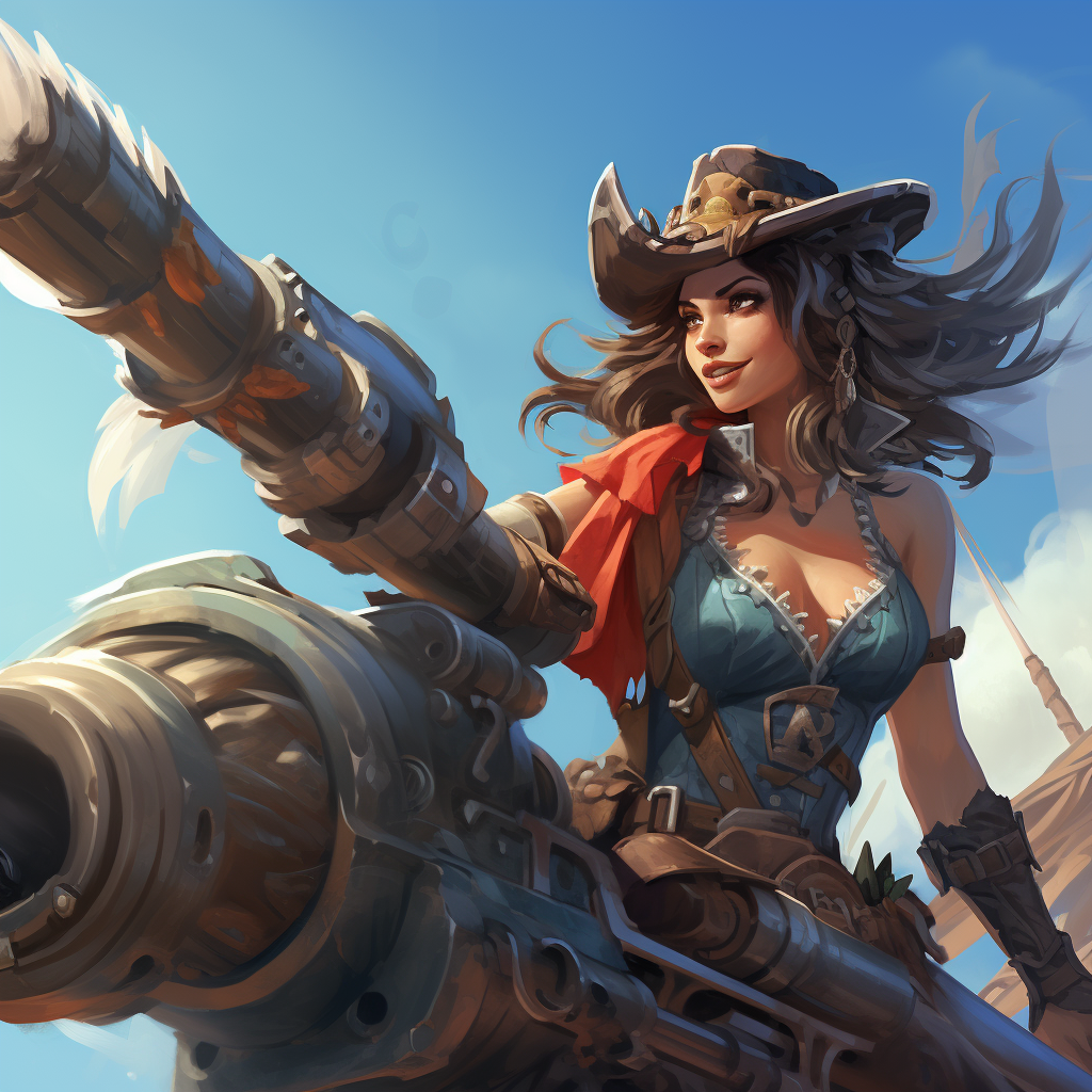 Powerful harpy wielding pirate cannon