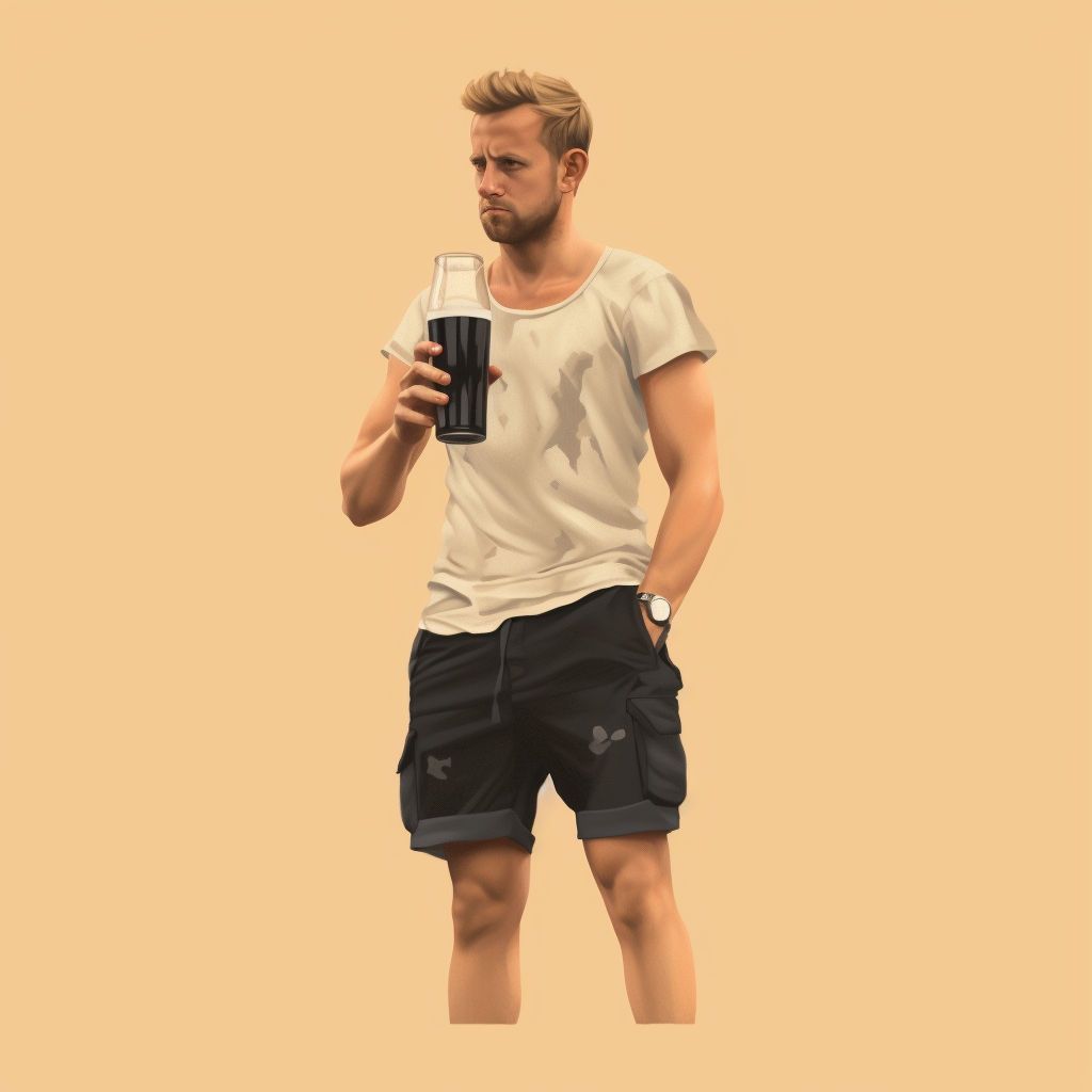 Illustration of Harry Kane in German leather shorts