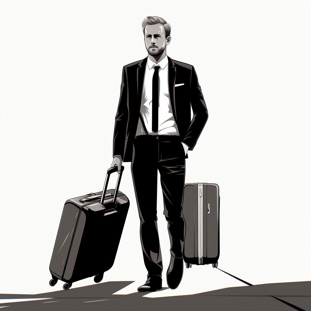 Illustration of Harry Kane with suitcase