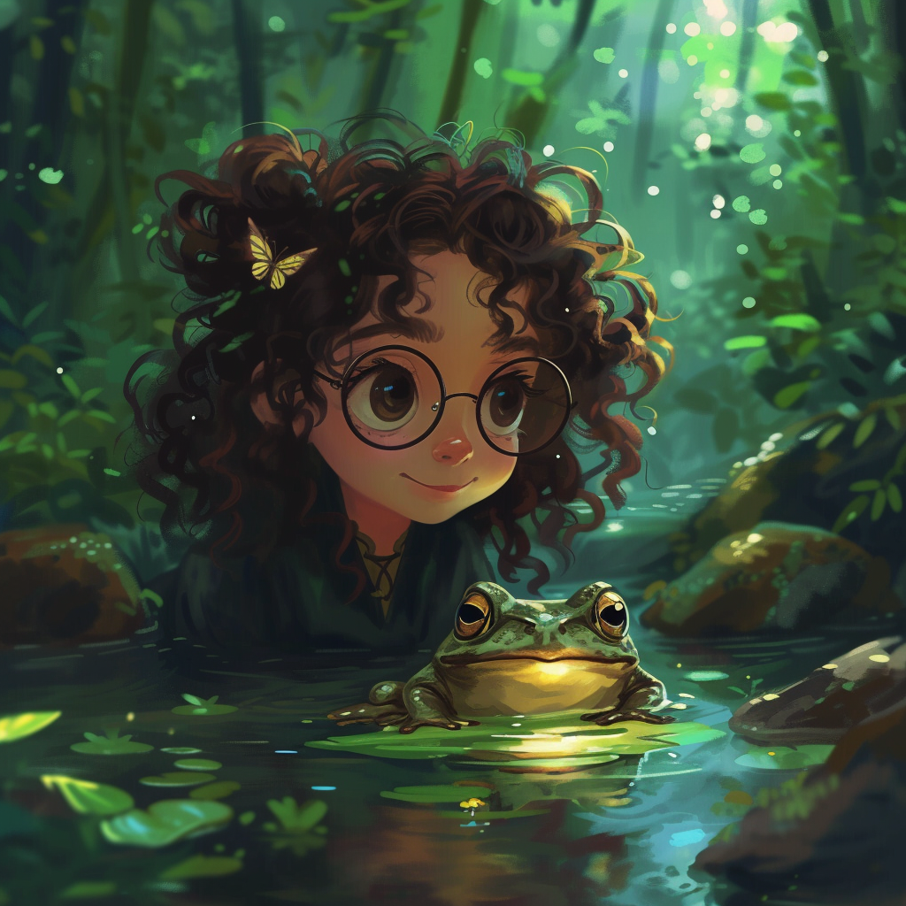 Harry Potter Girl Curly Brown Hair Frog Image