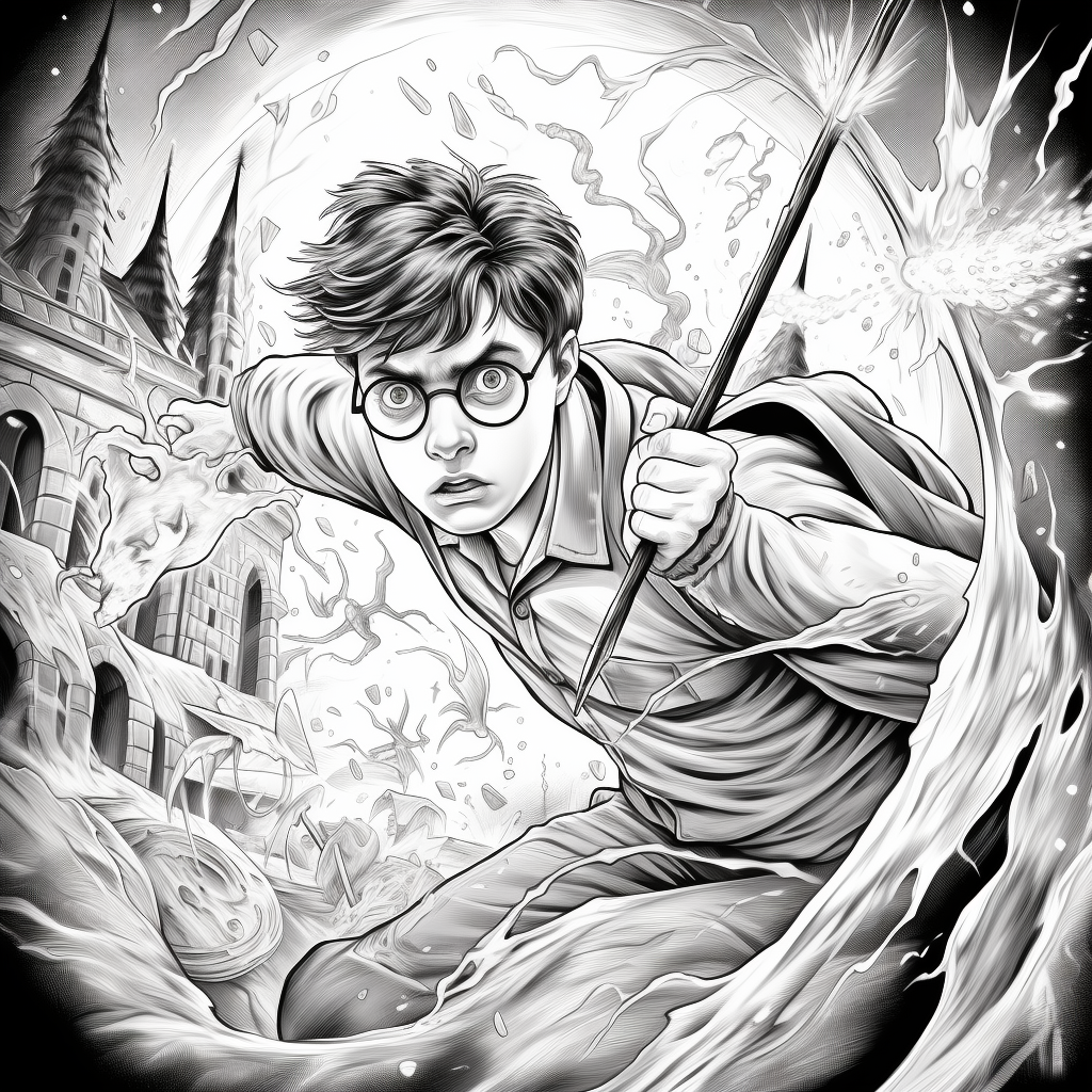 Harry Potter Wizard Fight Hogwarts Coloring Book