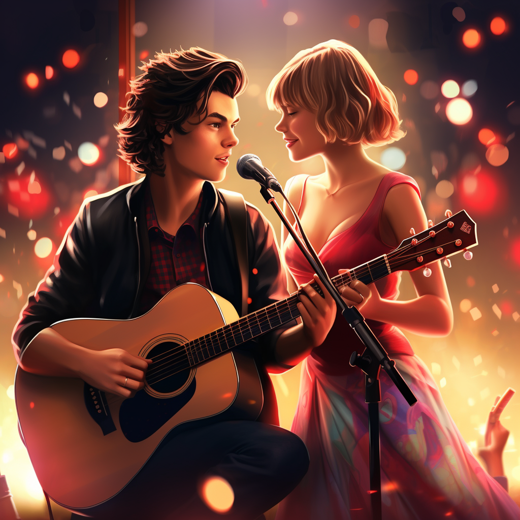 Harry Styles and Taylor Swift performing on stage