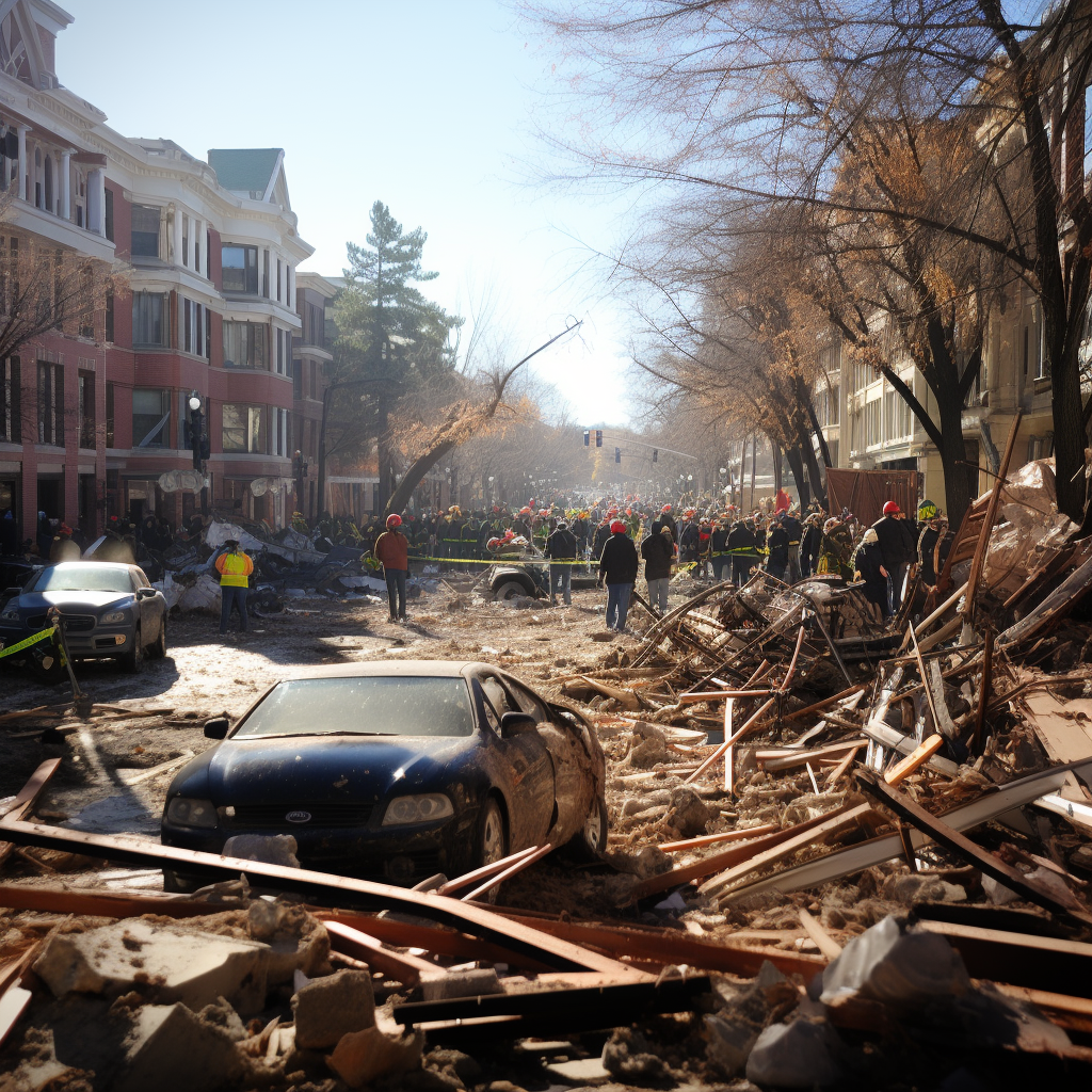 Harvard Square earthquake carnage photo