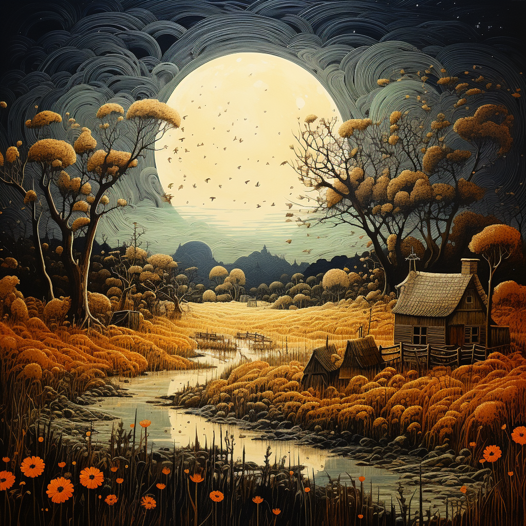 Glorious Harvest Moon in Autumn