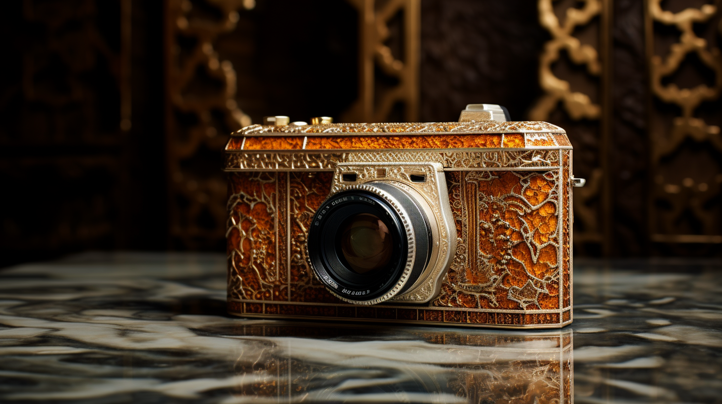 Hasselblad 500 Camera with Marble Carvings and Diamond Lense