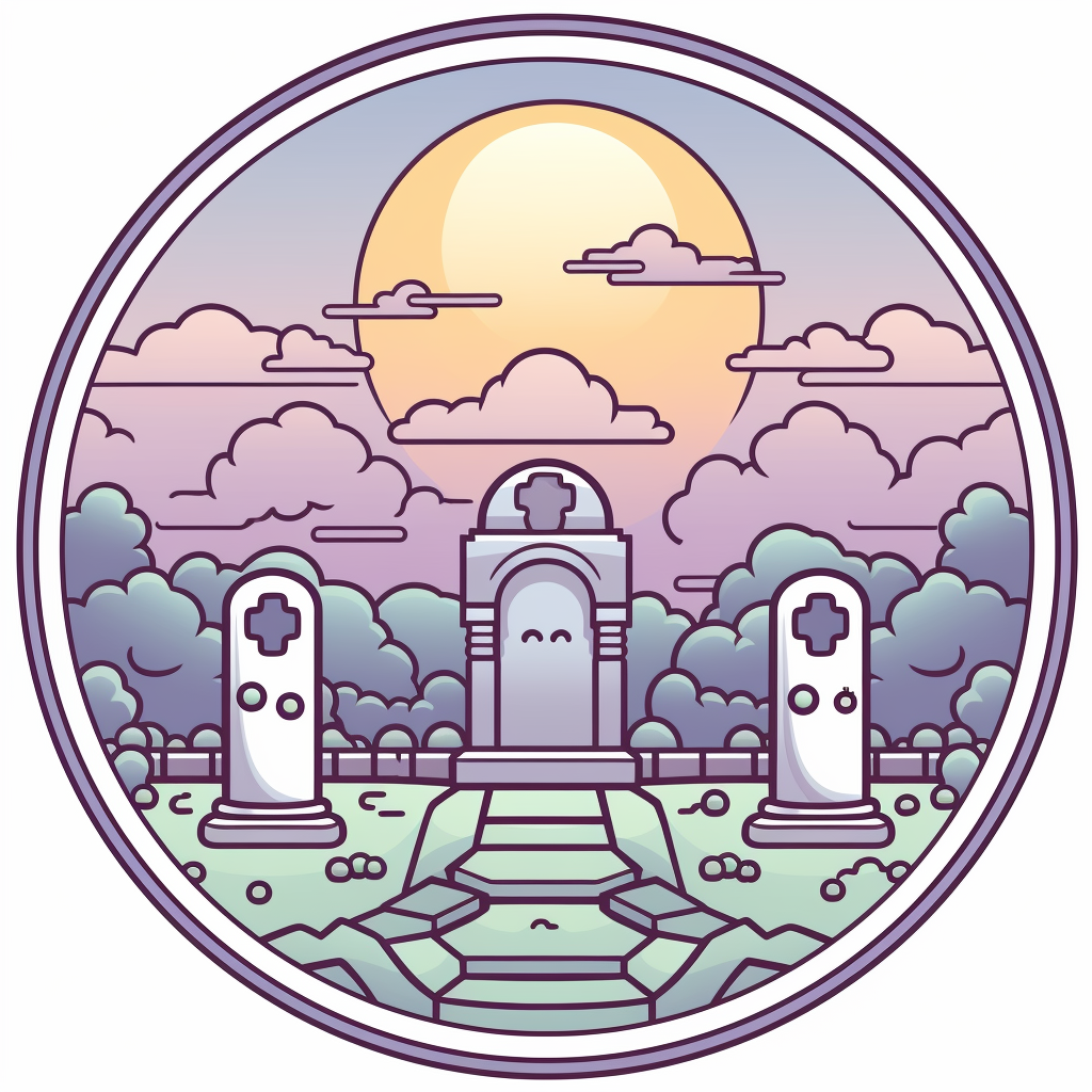 Coloring page with ghosts and tombstones