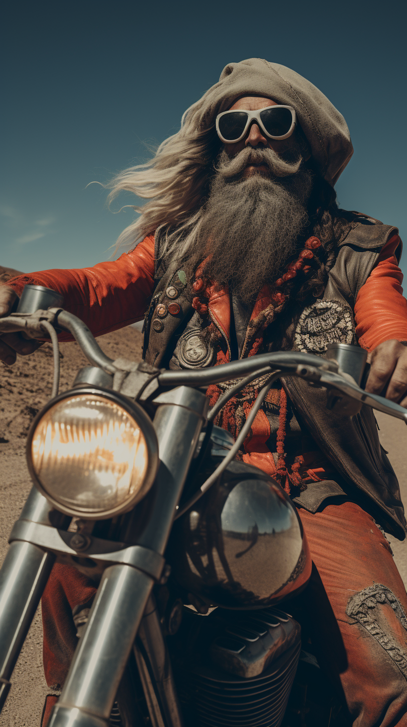 Spooky bearded ghoul face in haunted desert landscape