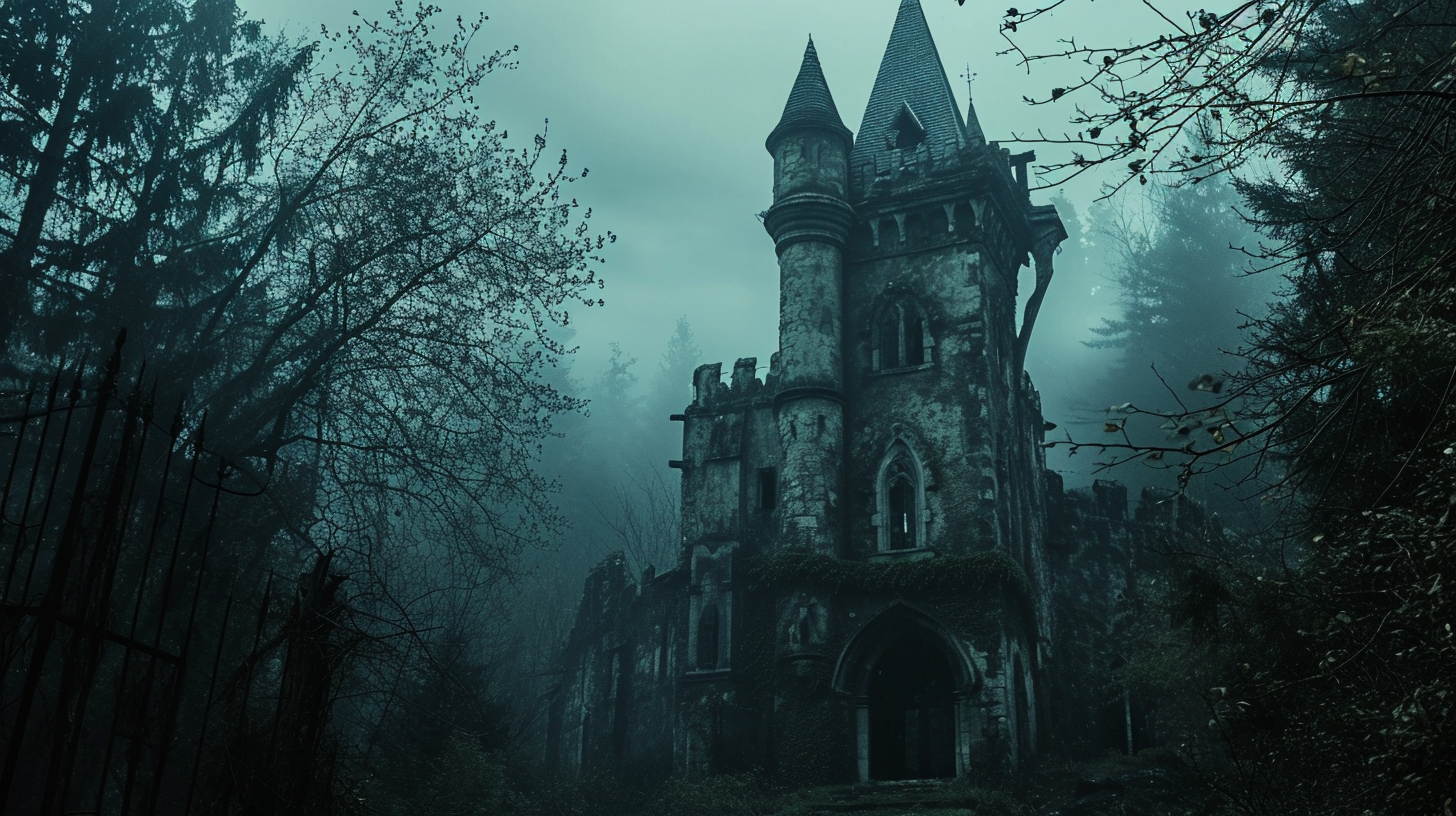 Haunted forest castle photo