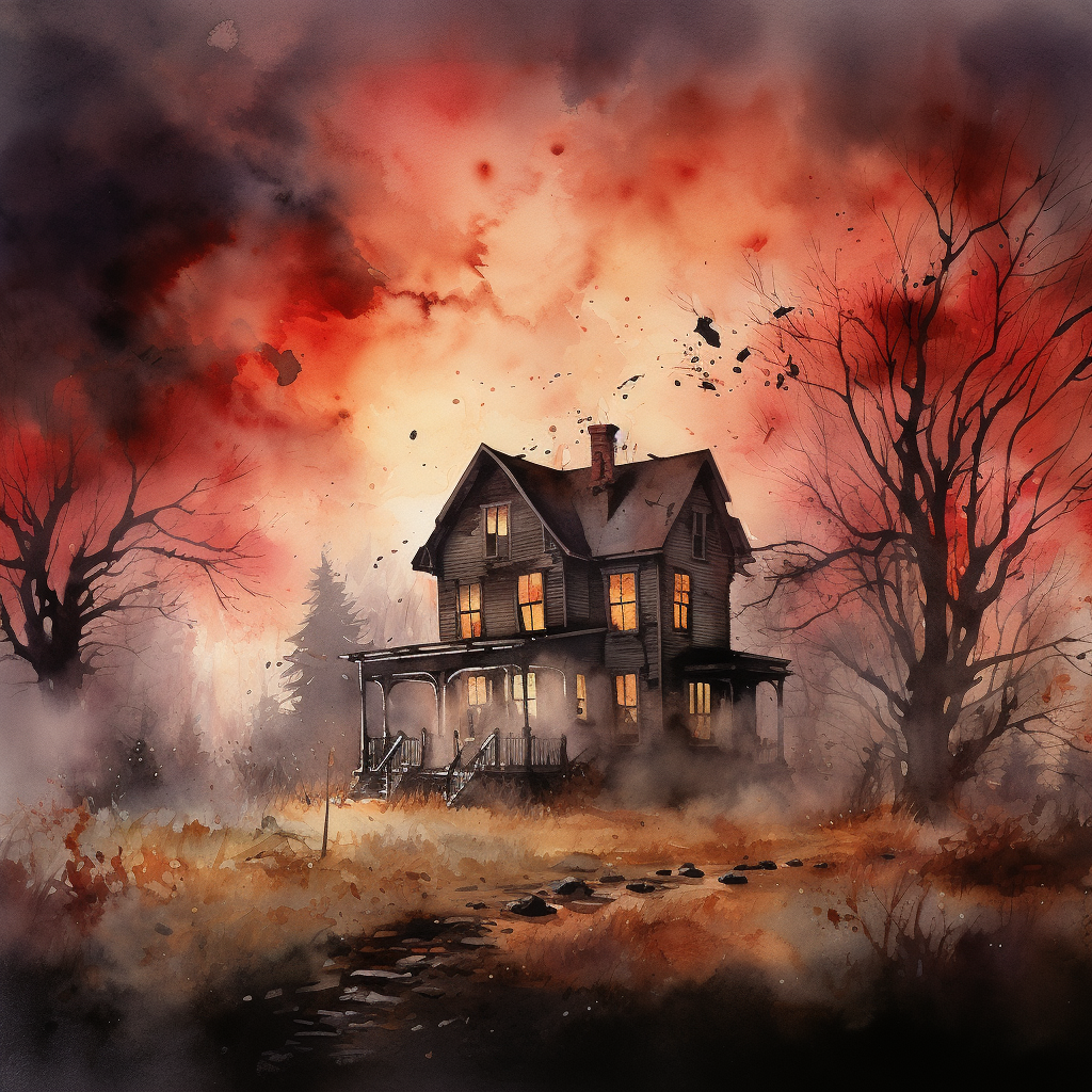 Abandoned haunted house in autumn