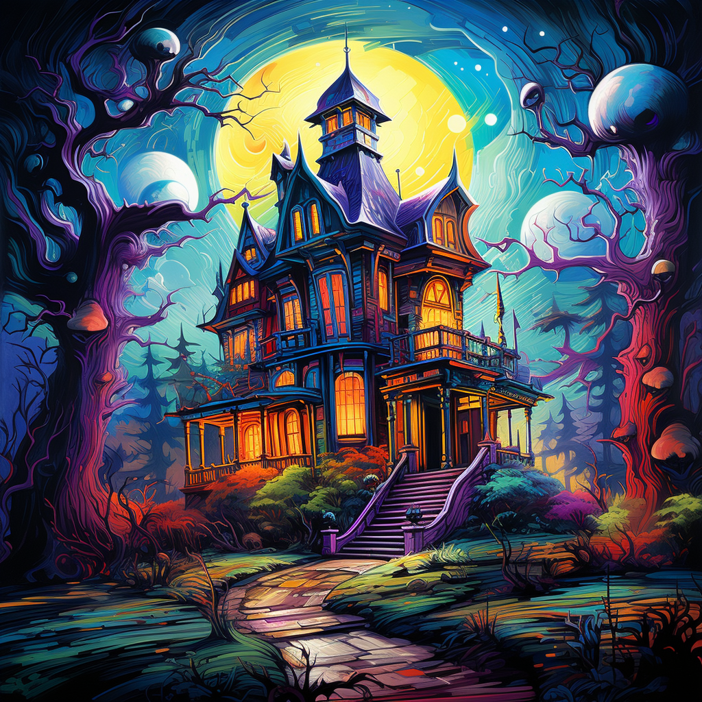 Cartoon of a Haunted Mansion