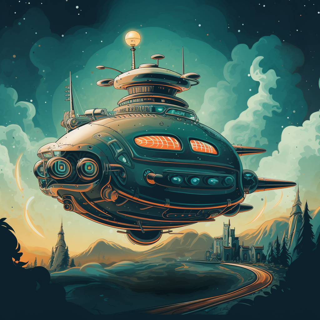 Ghostly Spaceship in Studio Ghibli Style