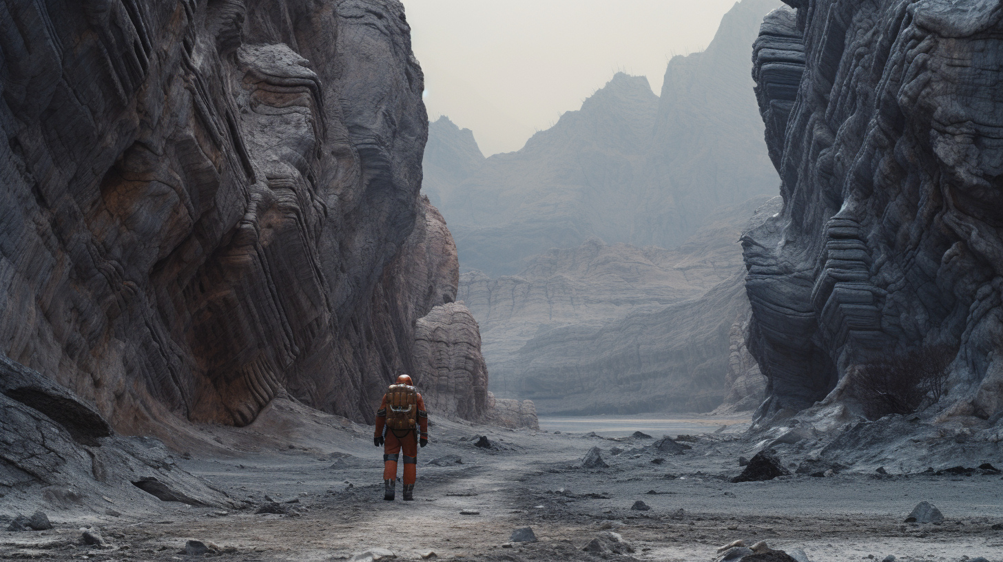 Astronaut exploring a haunted dark planet