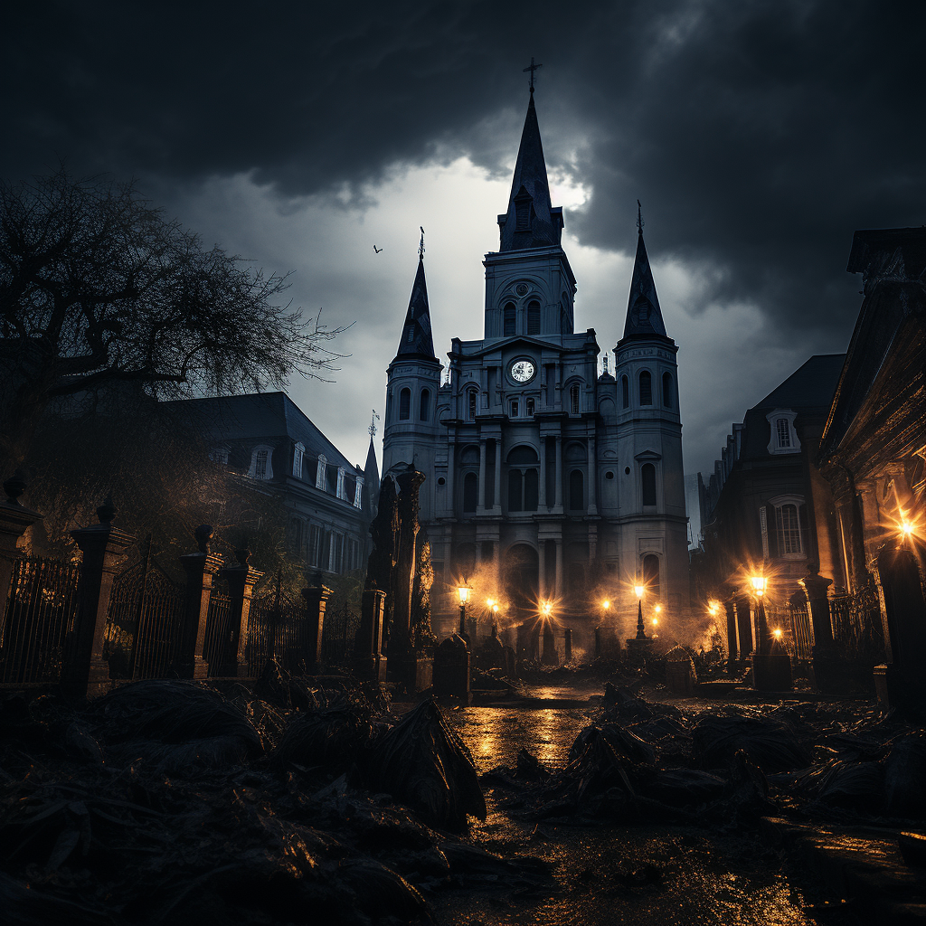 Haunted St. Louis Cathedral with voodoo spirits