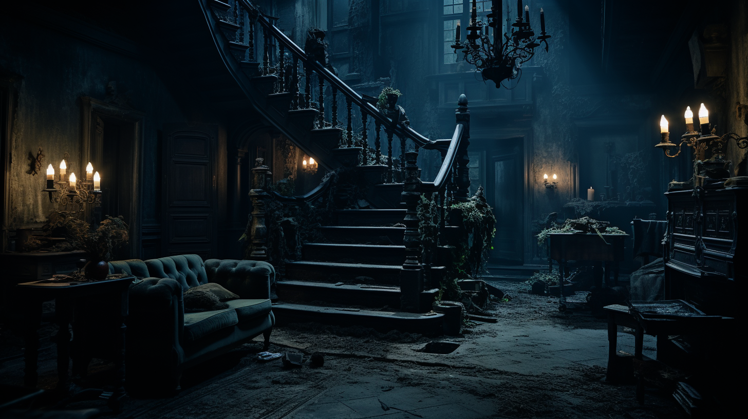 Spooky haunted house interior