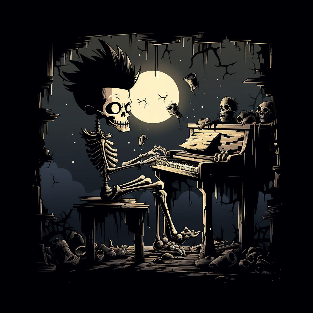 Zombie pianist playing eerie music