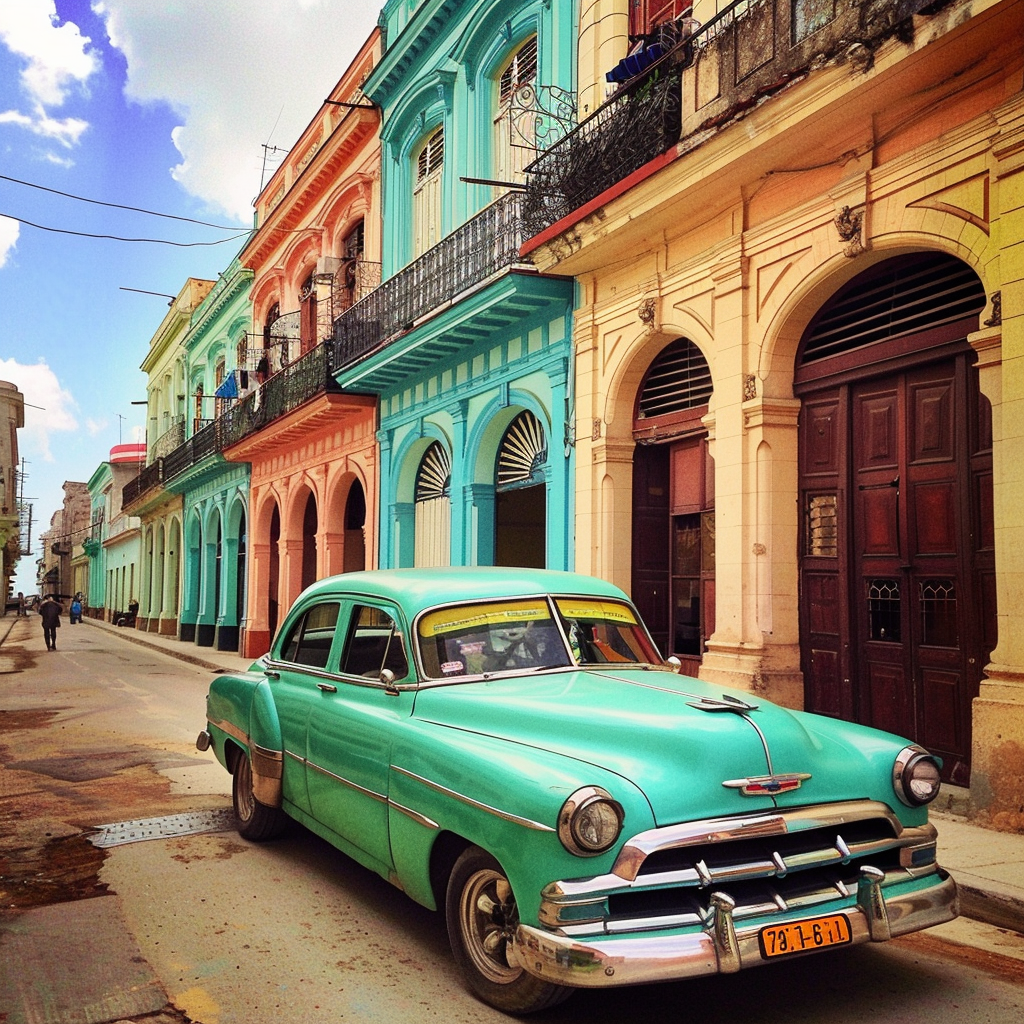 Havana street vintage car candy colors