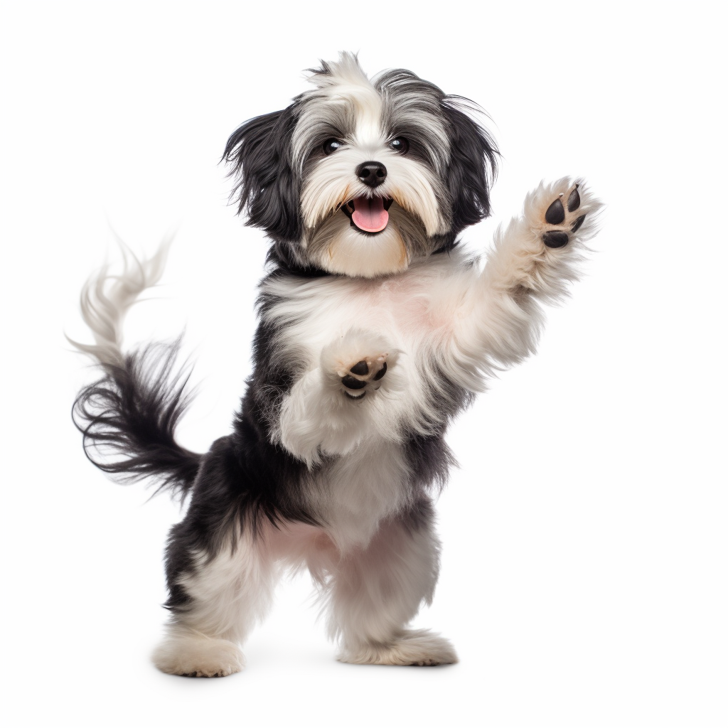 Cute Havanese Dog standing on hind legs