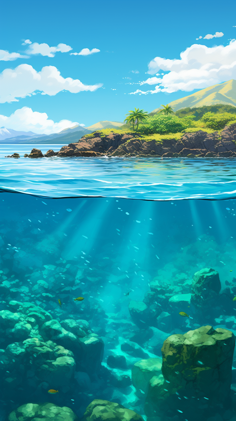 Beautiful Hawaii Ocean Ghibli Glow