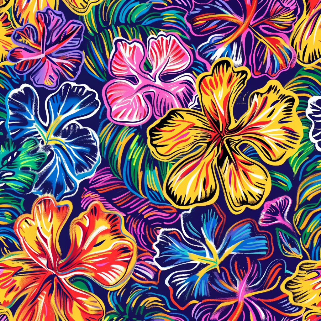 Colorful Hawaiian Patterns Seamless Design