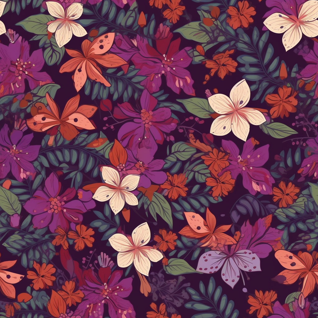 Colorful Hawaiian flowers in a pattern